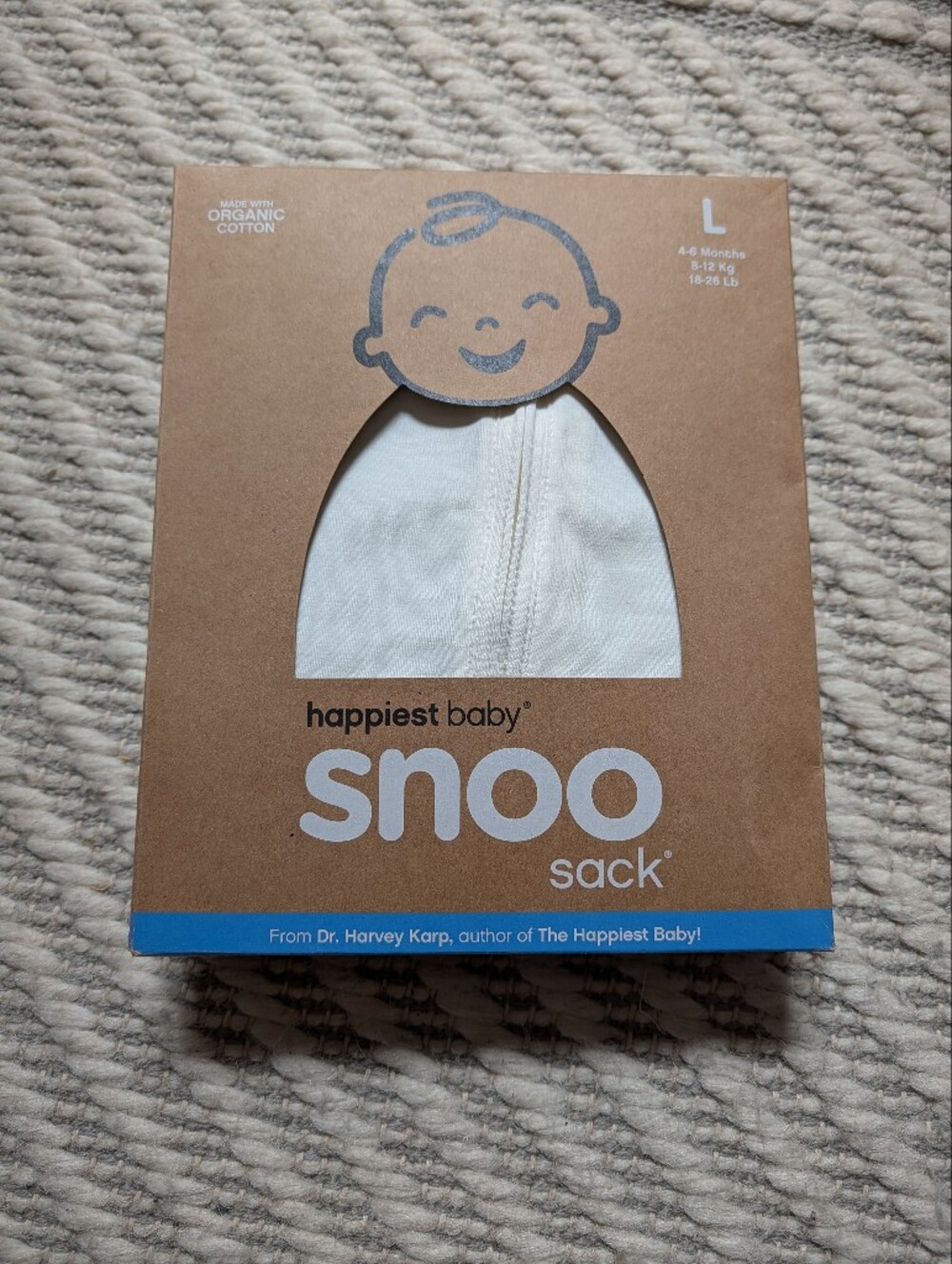 Happiest Baby 100% Organic SNOO Sleep Sack In Ivory Size L (18-25 lbs).